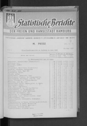 Einzelhandelspreise in Hamburg im Juni 1956 : Lfd. Nr. 16