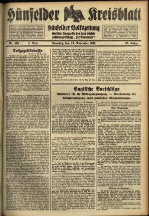 Zweite Ausgabe vom Samstag, den 19. November 1932.
