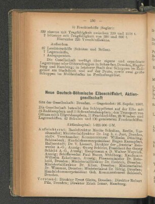 Neue Deutsch-Böhmische Elbeschiffahrt, Aktien-gesellschaft