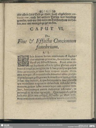 Caput VI. De Fine & Effectu Concionum funebrium
