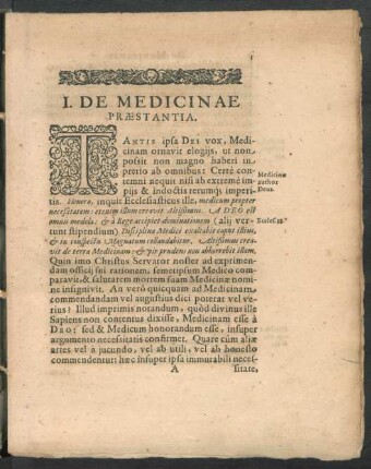 I. De Medicinae Praestantia.