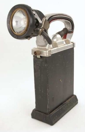 Grubenlampe (Akku- Kopflampe, als Spezialhandlampe umgebaut)