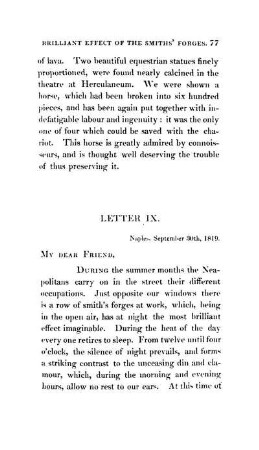 LETTER IX. - Manners of the Neapolitans - Museum - Attempts to ascend Mount Vesuvius