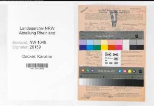 Entnazifizierung Karoline Decker , geb. 23.12.1900 (Postsekretaerin)