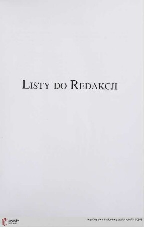 Listy do Redakcji
