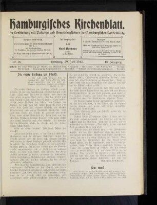 Nr. 26. Hamburg, 29. Juni 1913. 10. Jahrgang.