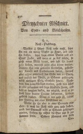 Dreyzehnter Abschnitt. Von Eyer- und Milchspeisen