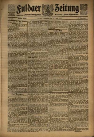Erste Ausgabe vom Donnerstag, den 14. Juli 1910.