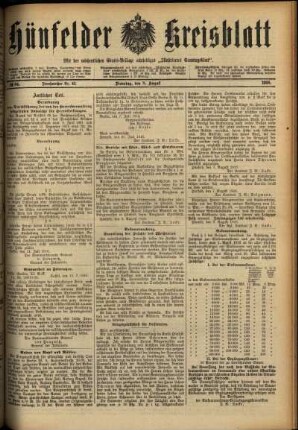 Ausgabe vom Dienstag, den 08. August 1916.