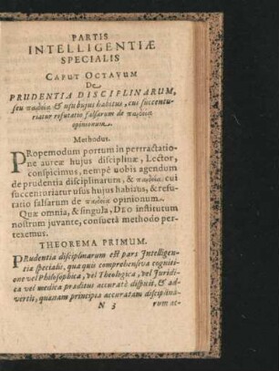 Caput Octavum. De Prudentia Disciplinarum, seu ....