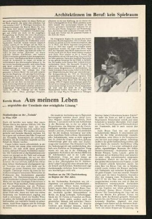 Aus meinem Leben. "... angesichts der Umstände eine erträgliche Lösung."