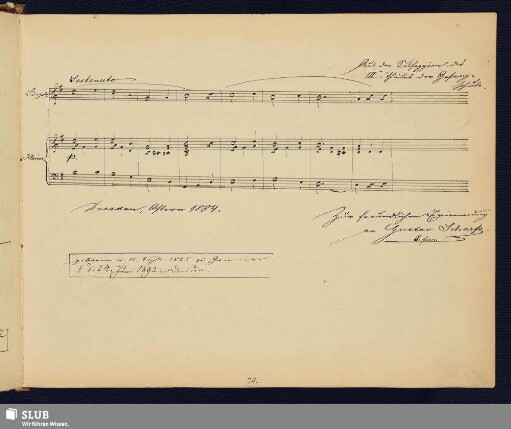 Scharfe, Gustav; 1884 [Noten- und Texteintrag]