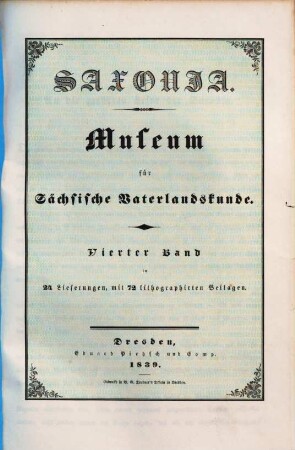 Saxonia : Museum für sächsische Vaterlandskunde. 4. 1839