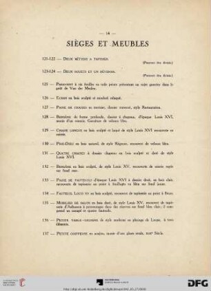 Sièges Et Meubles (Nr. 121-158)