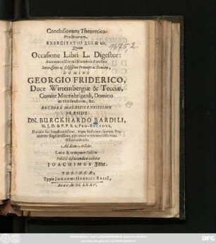 Conclusionum Theoretico-Practicarum Exercitatio XLI. & ult.
