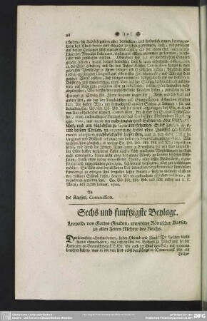 Sechs und funftzigste Beylage. Leopold, von Gottes Gnaden, erwehlter Römischer Kayser, zu allen Zeiten Mehrer des Reichs