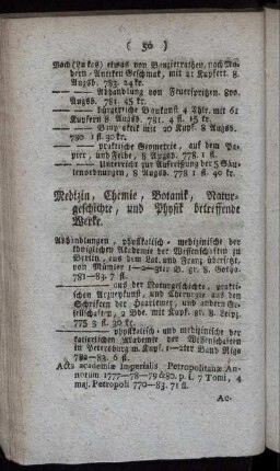 Medizin, Chemie, Botanik, Naturgeschichte, und Physik betreffende Werke.
