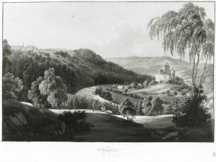 Burg Kriebstein : Balzer, Anton: Burg Kriebstein. Radierung, koloriert; 280 x 383 mm. Dresden: Kupferstich-Kabinett A 130750