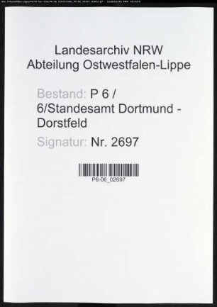 Sterberegister Standesamt Dortmund-Dorstfeld (III)