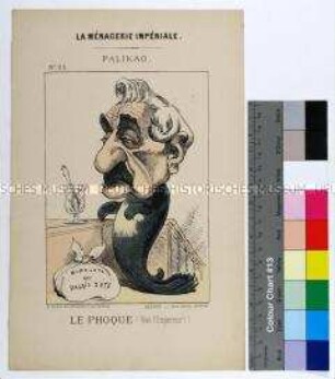 Karikatur auf Charles Cousin-Montauban Comte de Palikao aus der Serie "La Ménagerie Impériale"