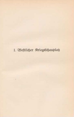 I. Westlicher Kriegsschauplatz