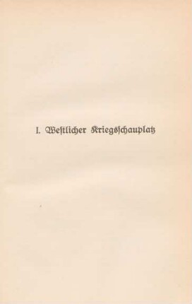 I. Westlicher Kriegsschauplatz