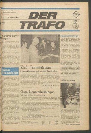 TRO-Betriebszeitung 'Der Trafo'; Nr. 43/1974 (28. Oktober 1974)