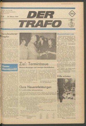 TRO-Betriebszeitung 'Der Trafo'; Nr. 43/1974 (28. Oktober 1974)