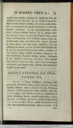 Annotationes Ad Orationem VII.