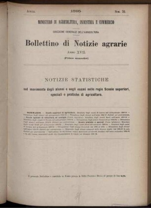 Notizie Statistiche sul movimento degli alunni e sugli esami nelle regie Scuole superiori, speciali e pratiche di agricoltura.