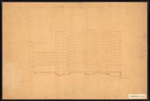 Erweiterung des Reichstags und Neugestaltung des Platzes der Republik, Berlin-Tiergarten Bibliothek: Schnitt A-B 1:200