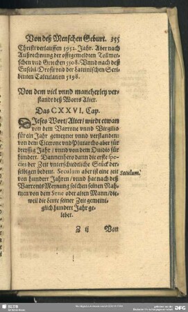 Von dem viel unnd mancherley verstandt deß Worts Alter. Das CXXVI. Cap.