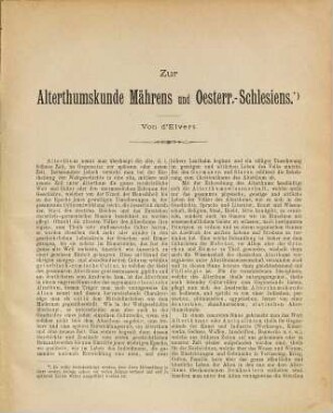 Zur Alterthumskunde Mährens und Oesterr.- Schlesiens