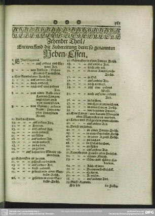 Zehender Theil, Entwerffend die Zubereitung derer so genannten Neben-Essen