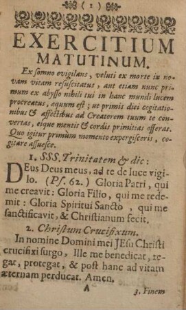 Exercitium matutinum.