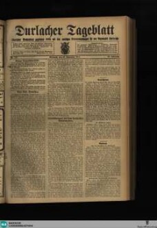 Durlacher Tagblatt : Heimatblatt für die Stadt und den früheren Amtsbezirk Durlach; Pfinztäler Bote für Grötzingen, Berghausen, Söllingen, Wöschbach u. Kleinsteinbach