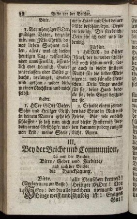 III. Bey der Beicht und Communion, ...