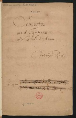 Sonaten; cemb, vla d'amore; D-Dur; CzaR 87