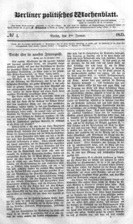 No 1, 1. Januar 1835
