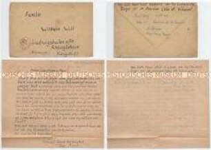Handgeschriebener Brief eines Gefreiten der Wehrmacht aus der Frankreich an seine Familie, mit Kuvert