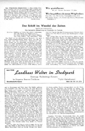 Das Schiff im Wandel der Zeiten