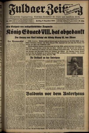Ausgabe vom Freitag, den 11. Dezember 1936.