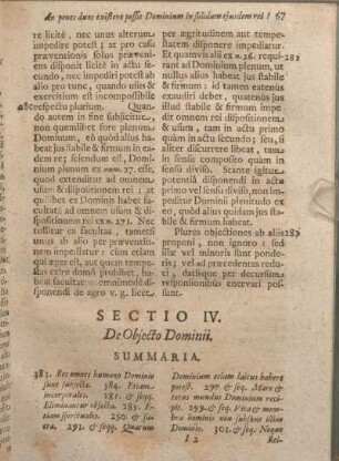 Sectio IV. De Objecto Dominii.