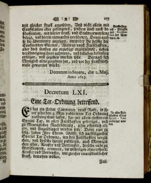 Decretum LXI. - Decretum LXX.