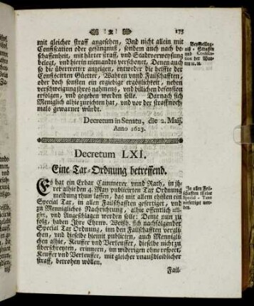 Decretum LXI. - Decretum LXX.
