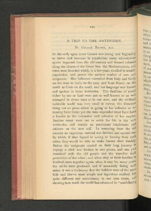 A Trip to the Antipodes.