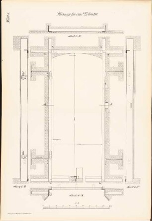 Türzarge einer Zellentür: Schnitt A B 1:5 (aus: Musterzeichnungen f. d. Ausbau v. Gefängnissen in Preußen, bearb.im Ministerium d. öffentl. Arbeit, 1912)