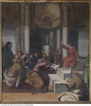 Szenen aus dem Neuen Testament und Heilige, Christus disputiert mit den Schriftgelehrten im Tempel