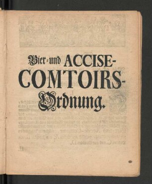 Bier und Accise-Comtoirs-Ordnung.
