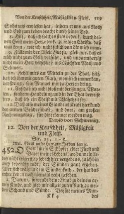 12. Von der Keuschheit, Mäßigkeit und Fleiß
